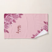 Composition de fleurs roses avec nom (Serviette à main)