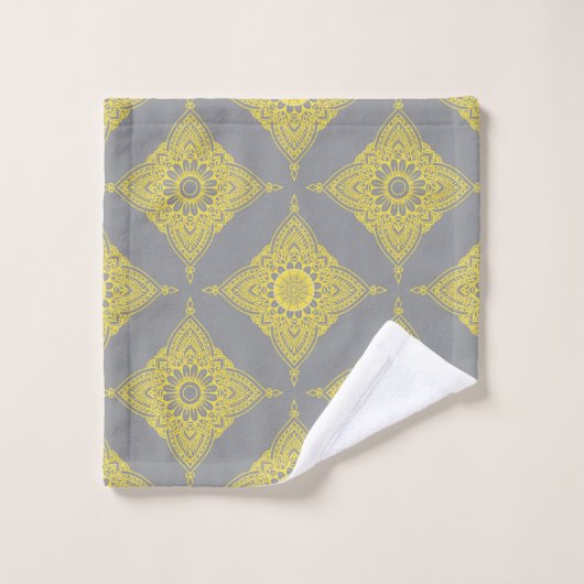 Composition de style hindou jaune et gris (Gant de toilette)
