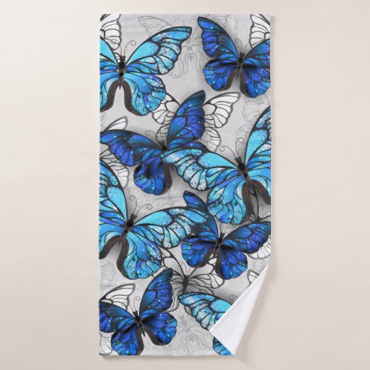 Composition des papillons blancs et bleus (Serviette de bain)