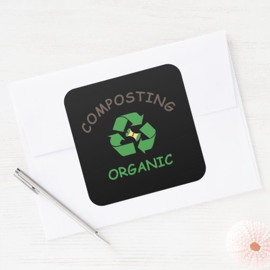 compost compostering composter biologische landbou vierkante sticker (Envelop)