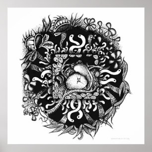 Compost Mandala - Black on White Poster