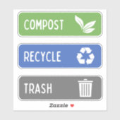 Compostbak, Recyclen, Prullenbak Stickers (Vel)