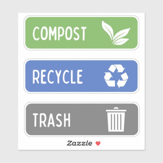 Compostbak, Recyclen, Prullenbak Stickers (Vel)