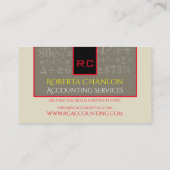 Comptabilisation monogramme Carte de visite de 3,5 (Dos)