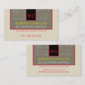 Comptabilisation monogramme Carte de visite de 3,5 (Devant / Derrière)