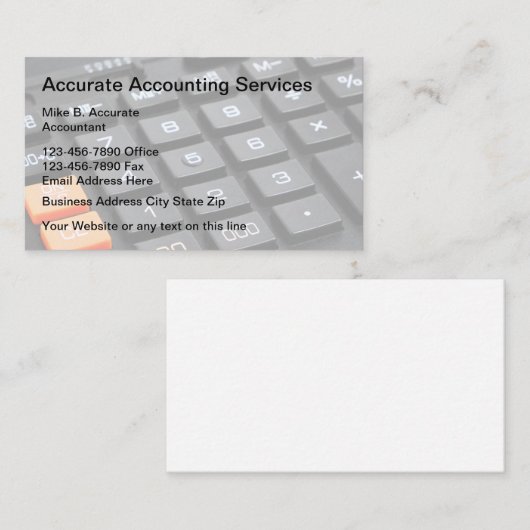 Comptable Cartes de visite CPA (Devant / Derrière)