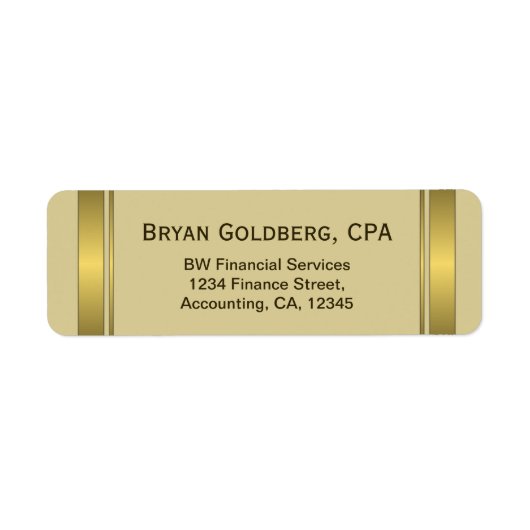 Comptable CPA Étiquettes de adresse Cream and Gold (Devant)