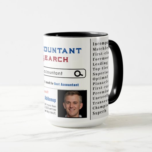 Comptable Custom Best Search Cadeau Mug (Devant droit)