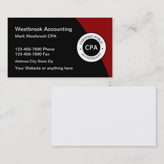 Comptable de l'ACP local Cartes de visite modernes (Devant / Derrière)