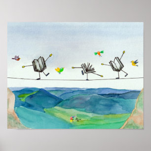 Comptable Poster Art Tightrope Livre Balancing