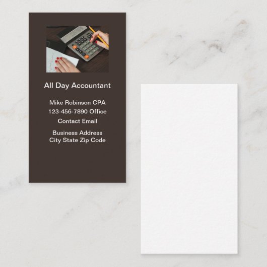 Comptable simple CPA Theme Cartes de visite (Devant / Derrière)