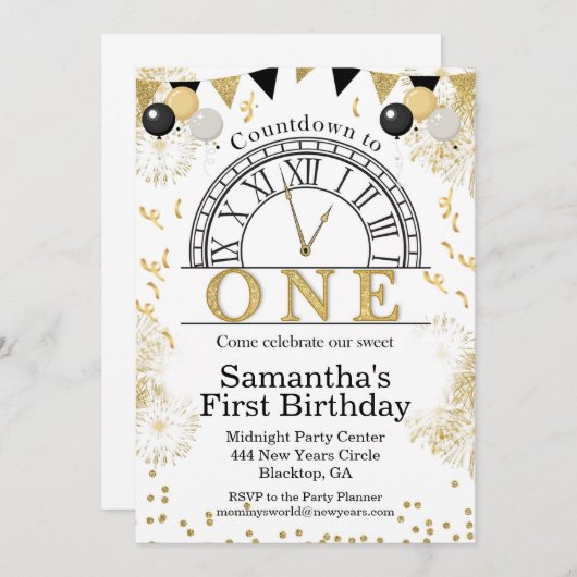 Compte à rebours pour un Invitation d'anniversaire (Devant / Derrière)