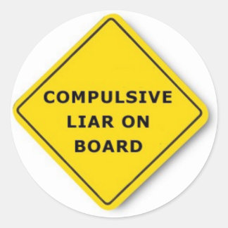 Compulsieve leugenaar aan boord ronde sticker