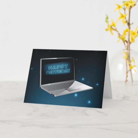 Computer Birthday Technology, Night Sky met sterre Kaart (Gele Bloem)