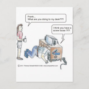Computer Cartoon-schroef losse Briefkaart