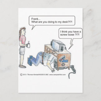 Computer Cartoon-schroef losse Briefkaart