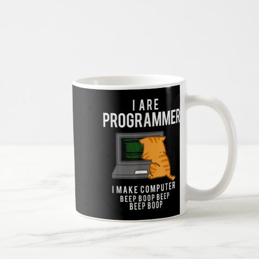 Computer Cat Programmeur Funny Coder Meme Koffiemok (Rechts)
