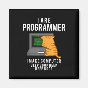 Computer Cat Programmeur Funny Coder Meme Magneet