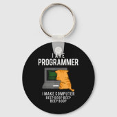 Computer Cat Programmeur Funny Coder Meme Sleutelhanger (Voorkant)