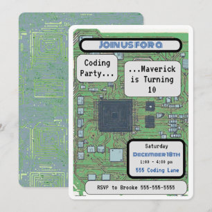 Computer Chip Coding Verjaardagsfeest Kaart