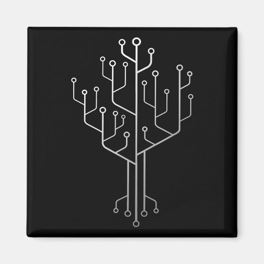 Computer Chip Tree Programmer Coder Engineer Tech Magneet (Voorkant)