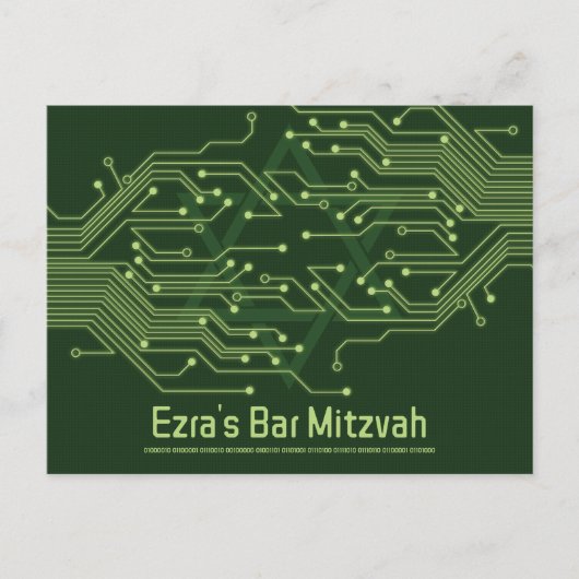 Computer Circuit Board Bar Mitzvah Sla de datum op Briefkaart (Voorkant)