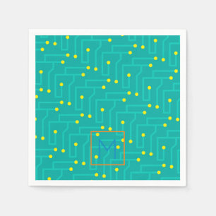 Computer Circuit Board INITIAAL Modern Kleurrijk Servet