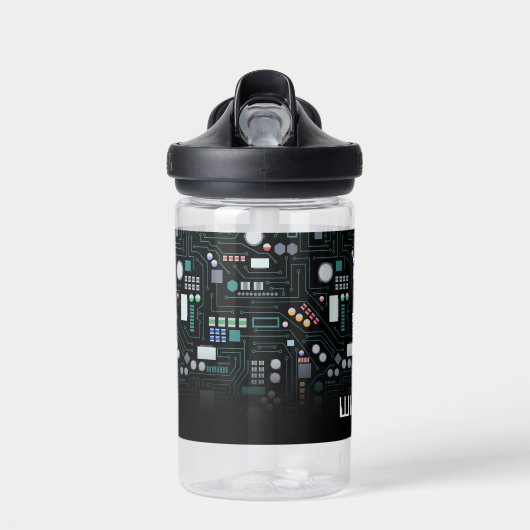 Computer Circuit Board Kinder aangepaste naam Scho Waterfles (Voorkant)