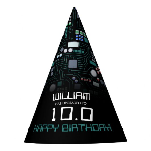 Computer Circuit Board Kinder Robotic verjaardagsf Feesthoedjes (Voorkant)