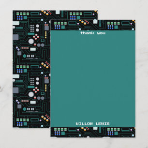 Computer Circuit Board Pattern Kantoor Decor Bedankkaart