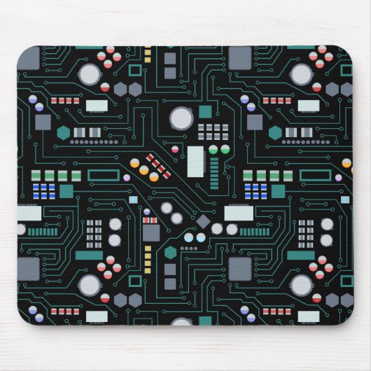 Computer Circuit Board Pattern Office Decor Muismat (Voorkant)