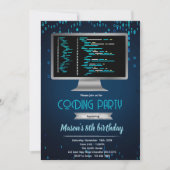 Computer coding birthday party invitation (Devant)