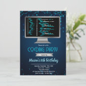 Computer coding birthday party invitation (Debout devant)