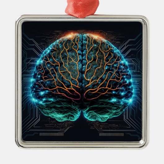 Computer Cyber Brain Christmas Ornament (Voorkant)