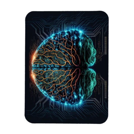 Computer Cyber Brain Magnet Magneet (Verticaal)