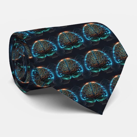 Computer Cyber Brain Necktie Stropdas (Opgerold)