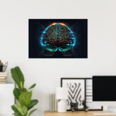 Computer Cyber Brain Poster (Thuiskantoor)
