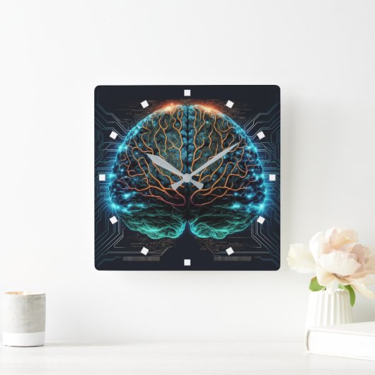Computer Cyber Brain Wall Clock Vierkante Klok (Huis)