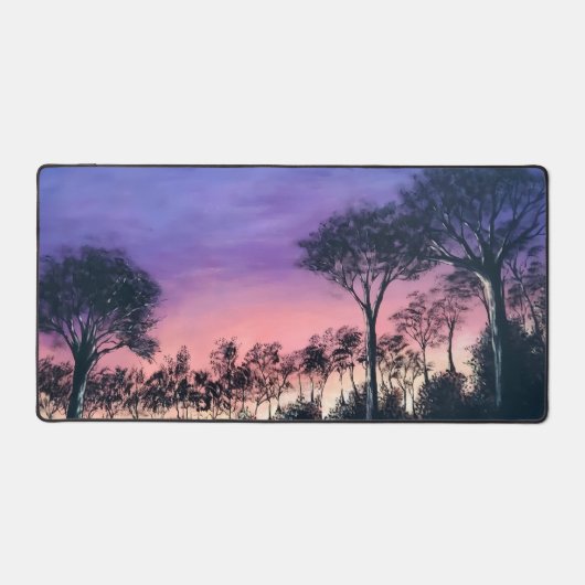 Computer desk keyboard matt with trees at sunset (Recto)