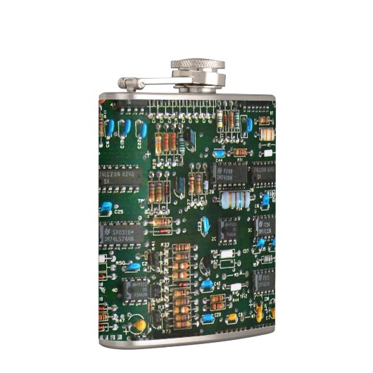 Computer Electronics Printen Circuit Board Afbeeld Heupfles (Rechts)