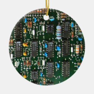 Computer Electronics Printen Circuit Board Afbeeld Keramisch Ornament