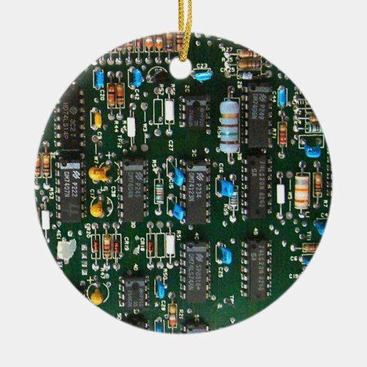 Computer Electronics Printen Circuit Board Afbeeld Keramisch Ornament (Voorkant)
