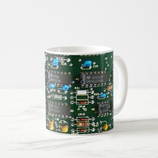 Computer Electronics Printen Circuit Board Afbeeld Koffiemok (Voorkant rechts)