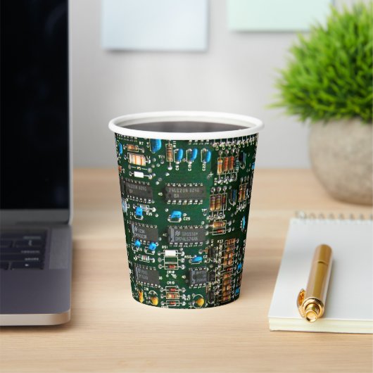 Computer Electronics Printen Circuit Board Afbeeld Papieren Bekers (Insitu)