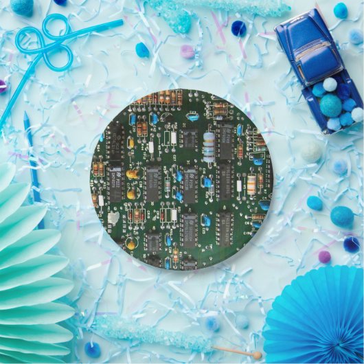 Computer Electronics Printen Circuit Board Afbeeld Papieren Bordje (Feest)