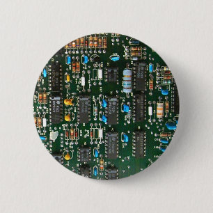 Computer Electronics Printen Circuit Board Afbeeld Ronde Button 5,7 Cm