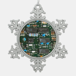 Computer Electronics Printen Circuit Board Afbeeld Tin Sneeuwvlok Ornament