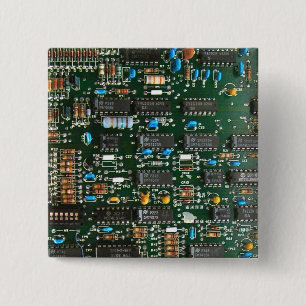 Computer Electronics Printen Circuit Board Afbeeld Vierkante Button 5,1 Cm