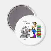 Computer Engineer Cartoon Magneet (Voorkant / Achterkant)