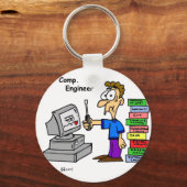 Computer Engineer Cartoon Sleutelhanger (Voorkant)